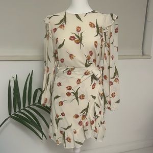 Reformation Quest Bianca floral long sleeve wrap dress size 4